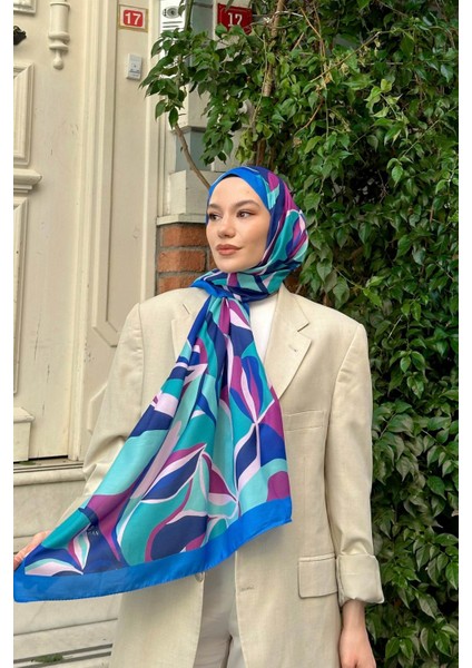 Ipekhan Nature Lilyum Soft Şal Saks Turkuaz