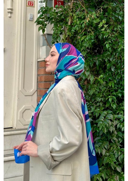 Ipekhan Nature Lilyum Soft Şal Saks Turkuaz