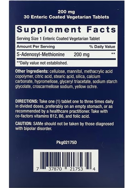 Same S-Adenosyl - Methionine 200 mg 30 Enteric Coated Vegetarian Tablet fiyatları