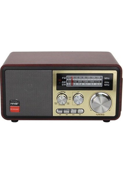 NS-8093 Bluetoothlu Ahşap Nostaljik Radyo Mp3 Çalar Fm Radyo Taşınabilir NS8093BT