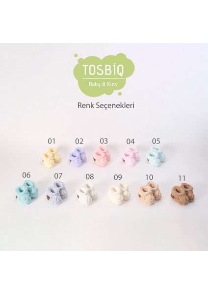 Tosbiq Baby Bebek Örgü Panduf Patik 0-3M Pembe Alize Puffy Peluş El Yapımı Yenidoğan Ayakkabısı Organik Sertifika