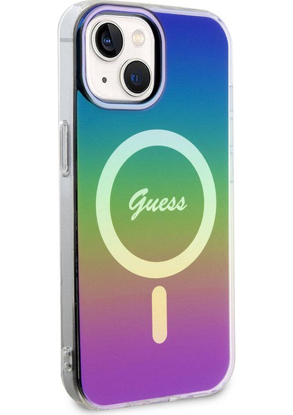 iPhone 15 Plus Uyumlu Kılıf Guess Orjinal Lisanslı Magsafe Şarj Özellik Yazı Logolu Iridescent Siyah fiyatları