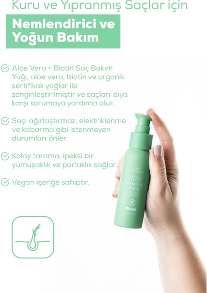 Organic Aloe Vera +Biotin Saç Yağı 75 ml x2 modelleri