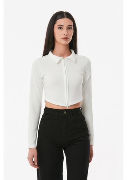 Çift Fermuarlı Polo Yaka Bluz indirimleri