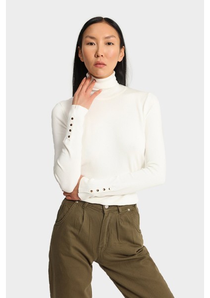 AÇELYAOKCU Balıkçı Yaka Kol Manşeti Droplu Kazak