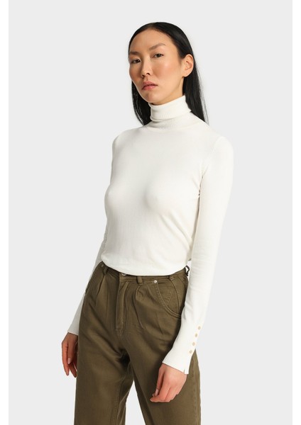 AÇELYAOKCU Balıkçı Yaka Kol Manşeti Droplu Kazak fiyatları