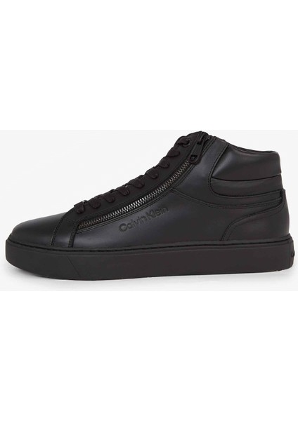Siyah Erkek Sneaker Hıgh Top Lace Up W/zıp Rubb