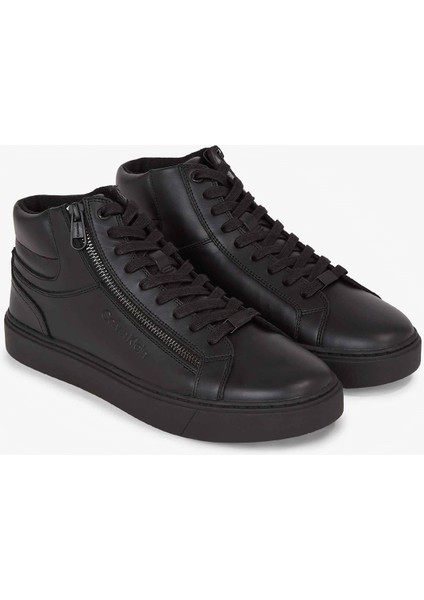 Siyah Erkek Sneaker Hıgh Top Lace Up W/zıp Rubb