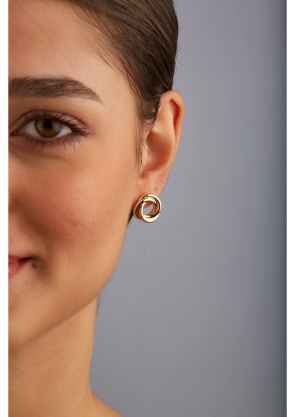 Elegans Kadın Düğme Altın Renk Küpe modelleri