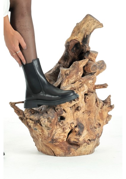 Deri Çift Lastikli Günlük Kadın Bot Ayakkabı indirimleri