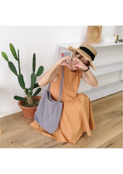 Yıkanmış Pamuk ve Keten Spagetti Askılı Omuz Çantası (Yurt Dışından)