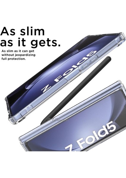 Samsung Galaxy Z Fold 5 Kılıf Şeffaf Sararmaz Wireless Magsafe Kapak ve Kablosuz Şarj Cihazı Set