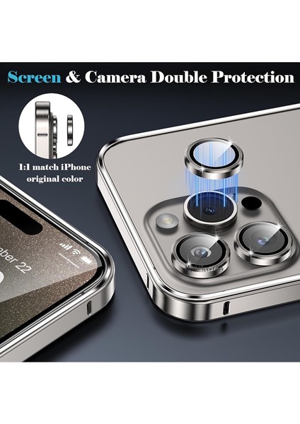 Apple Iphone 15 Pro Max Kılıf Tam Kamera Korumalı Metal Çelik Gövde Çerceveli Kilitli Bumper Kapak Mat Buzlu Titanyum modelleri