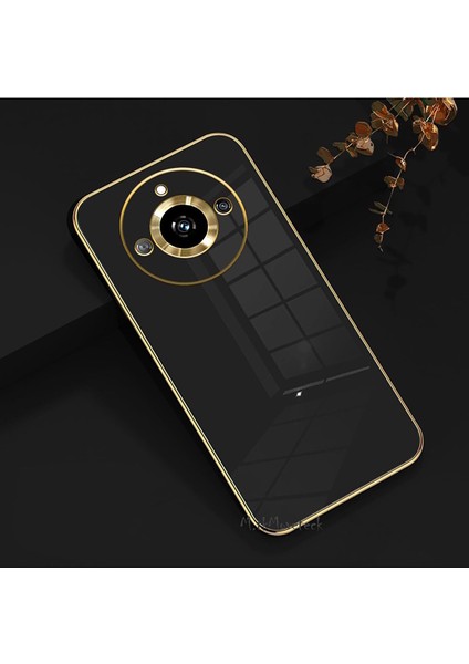 Realme 11 Pro Kılıf Kamera Korumalı Parlak Gold Altın Renk Işleme Kenarlı Yumuşak Silikon Ince Lüks Kapak