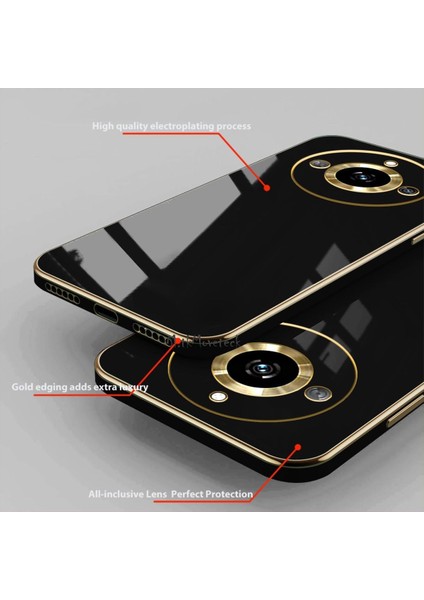 Realme 11 Pro Kılıf Kamera Korumalı Parlak Gold Altın Renk Işleme Kenarlı Yumuşak Silikon Ince Lüks Kapak