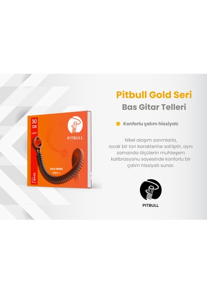 Strings Gold Seri Bass Gitar Teli Nikel 6 Telli GEB-6 30-128 L Light