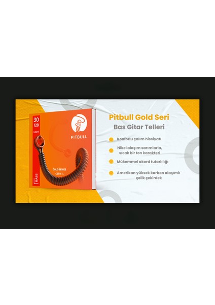 Strings Gold Seri Bass Gitar Teli Nikel 6 Telli GEB-6 30-128 L Light