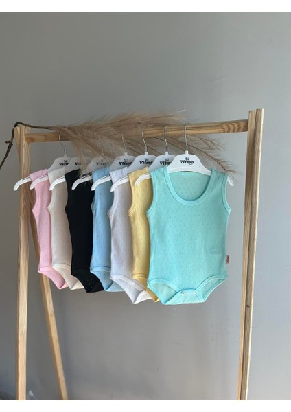 Askılı Bebek Body Zıbın Jakarlı %100 Pamuk Doğal Kumaş Nefes Alan Mavi