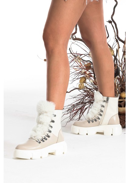 Deri Bağcıklı Fermuarlı Rahat Kadın Bot Ayakkabı fırsatları