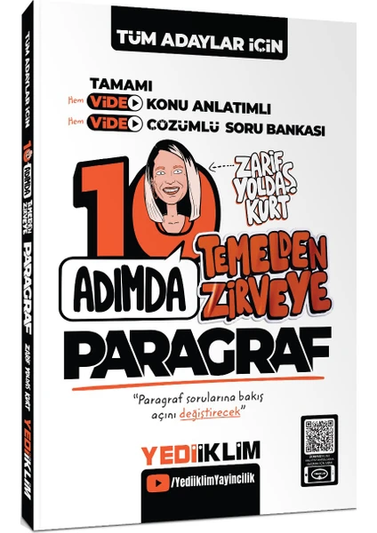 Yediiklim Yayınları Tüm Adaylar İçin 10 Adımda Temelden Zirveye Paragraf Video Konu Anlatımlı ve Video Çözümlü Soru Bankası