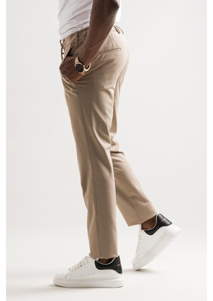 Slimfit Beli Lastikli ve Iplikli Polyamid Hafif Parlak Kışlık Kumaş Erkek Jogger Pantolon