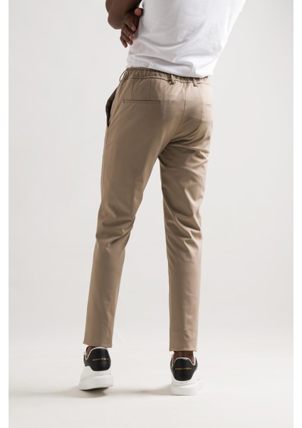 Slimfit Beli Lastikli ve Iplikli Polyamid Hafif Parlak Kışlık Kumaş Erkek Jogger Pantolon