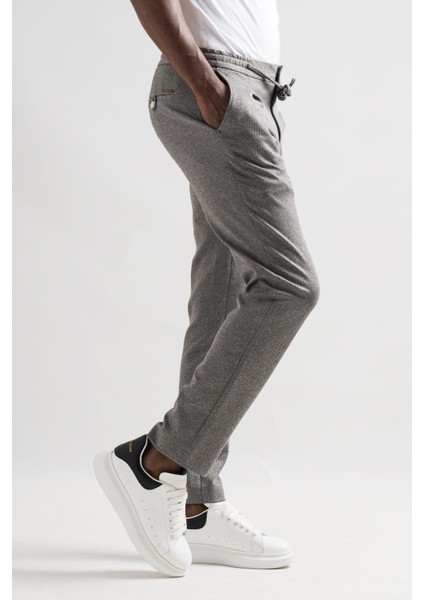 Slimfit Beli Lastikli Iplikli Çizgili Tek Pileli Kışlık Kumaş Erkek Jogger Pantolon fırsatları