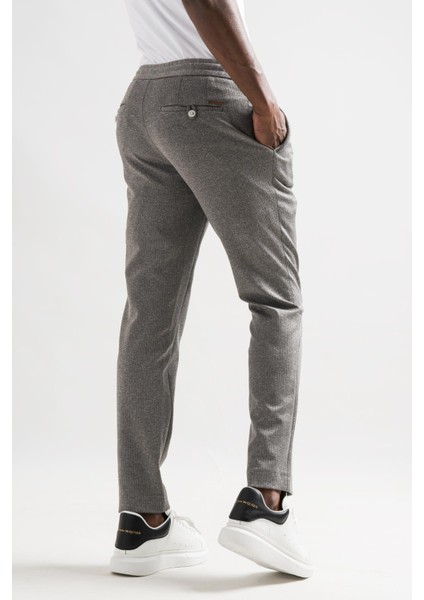 Slimfit Beli Lastikli Iplikli Çizgili Tek Pileli Kışlık Kumaş Erkek Jogger Pantolon indirimleri