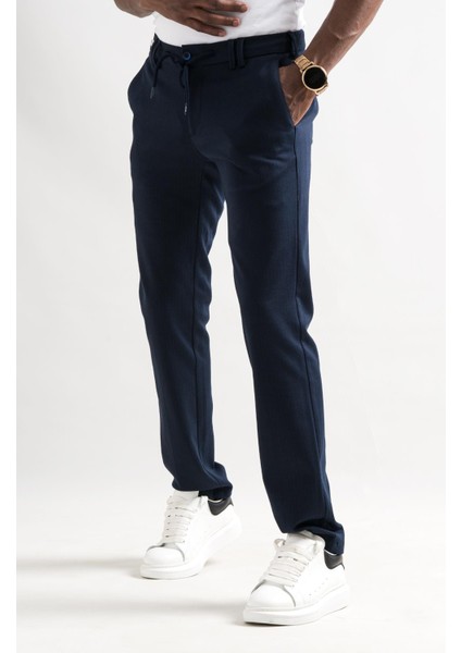 Slimfit Beli Lastikli ve Iplikli Çizgili Pamuklu Kışlık Kumaş Erkek Jogger Pantolon fiyatları