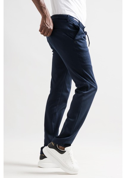 Slimfit Beli Lastikli ve Iplikli Çizgili Pamuklu Kışlık Kumaş Erkek Jogger Pantolon fırsatları