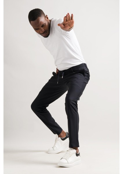Slimfit Beli Iplikli Polyamid Kumaş Erkek Jogger Pantolon