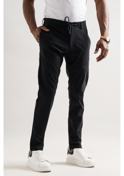 Slimfit Beli Iplikli Polyamid Kumaş Erkek Jogger Pantolon