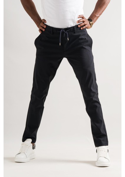 Slimfit Beli Iplikli Polyamid Kumaş Erkek Jogger Pantolon