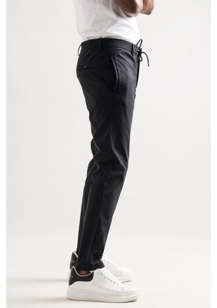 Slimfit Beli Iplikli Polyamid Kumaş Erkek Jogger Pantolon