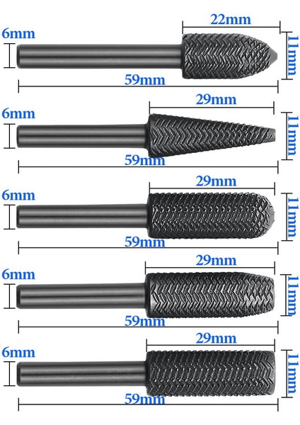 Tungsten Ahşap Oyma Şekillendirme 5 Li Eğe Seti