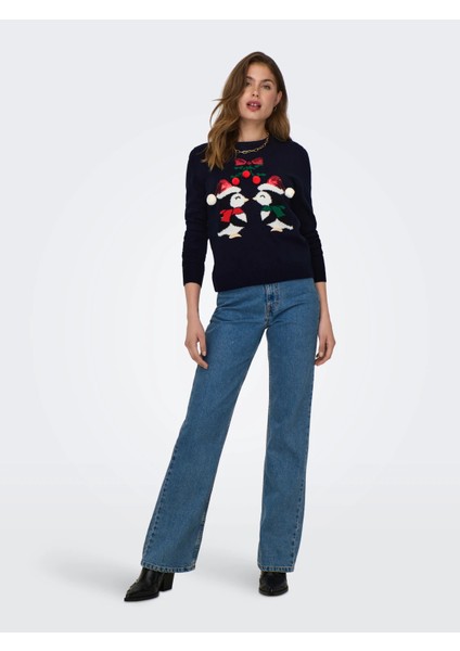 Penguen Desenli Kadın Kazak - Uzun Kol - Günlük Şık modelleri