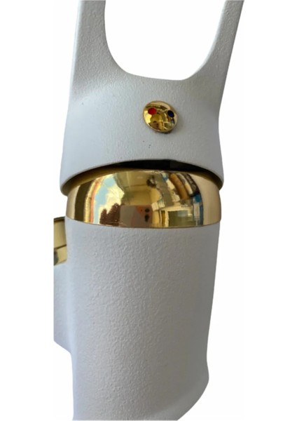Beyaz Gold Lavabo Bataryası Musluğu Çeşmesi Çift Su Girişli
