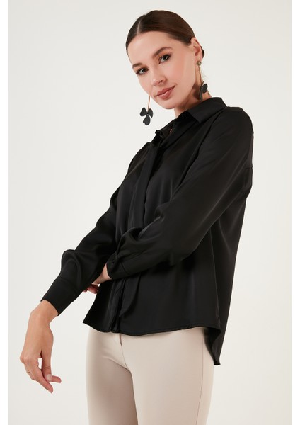 Regular Fit Bağlama Detaylı Saten Gömlek Kadın Gömlek 611GO00159 fiyatları