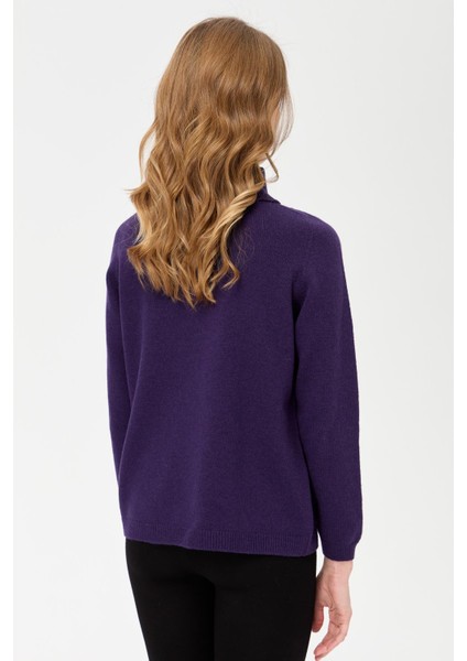 Kadın Tam Balıkçı Yaka Klasik Yün Kazak K.Mor modelleri