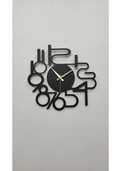 Gowpenart Modern Rakamlı Metal Siyah Duvar Saati - Hediye Saat - Ev / Ofis Saati - 50 x 50 cm