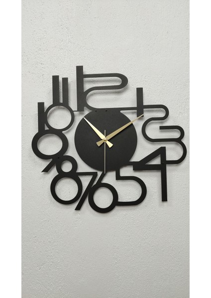 Gowpenart Modern Rakamlı Metal Siyah Duvar Saati - Hediye Saat - Ev / Ofis Saati - 50 x 50 cm