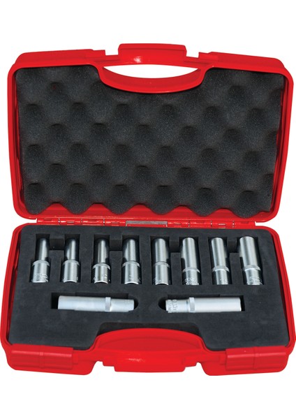 -1108006010-10 Parça 1/2" Altı Köşe Derin Lokma Takımı