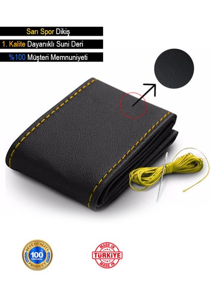 Mini One Direksiyon Kılıfı Dikmeli Sarı Spor Dikişli