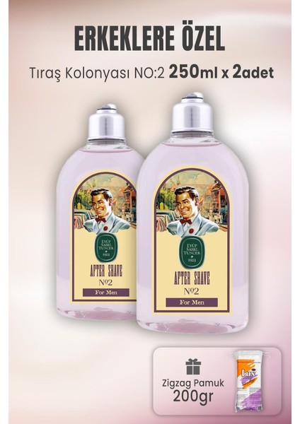 Tıraş Kolonyası No 2 x 2 Adet ve Zigzag Pamuk 200 gr