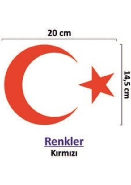 Ay Yıldız Sticker Kırmızı 20 cm