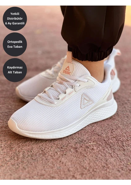 Light Kadın Beyaz Kaymaz Taban Ortopedik Nefes Alabilen Garantili Rahat Hafif Günlük Sneaker Yürüyüş Koşu Spor Ayakkabısı E221097H