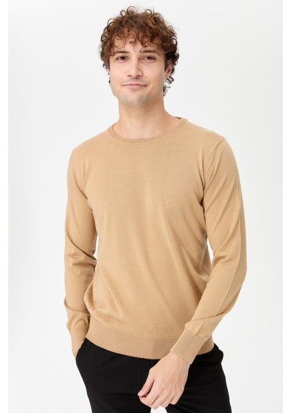 Erkek Basic Sıfır Yaka Ince Triko Kazak S.kahve modelleri