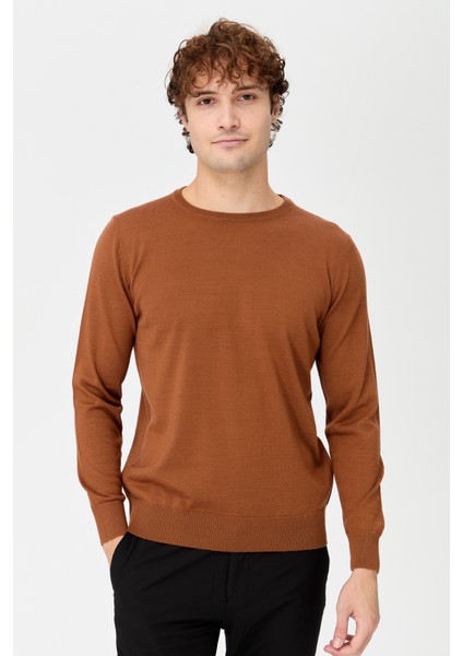 Erkek Basic Sıfır Yaka Ince Triko Kazak K.taba modelleri