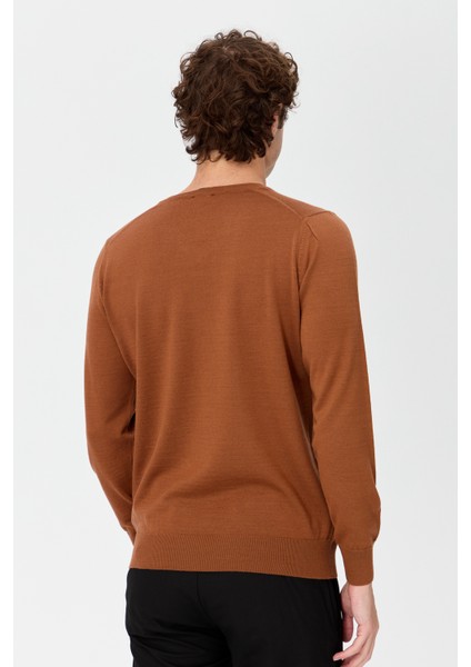 Erkek Basic V Yaka Ince Triko Kazak K.taba indirimleri