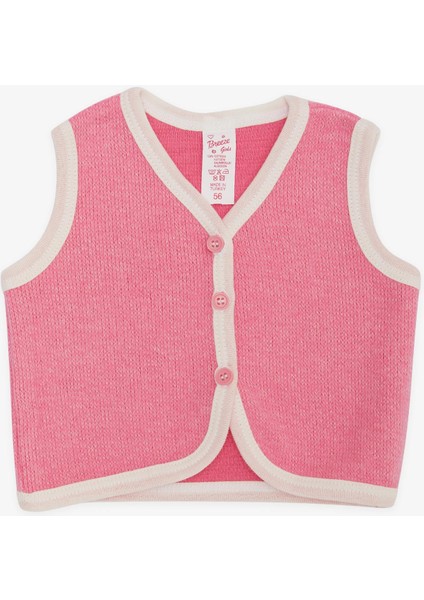 Kız Bebek Yelek Düğmeli 0-9 Ay, Pembe